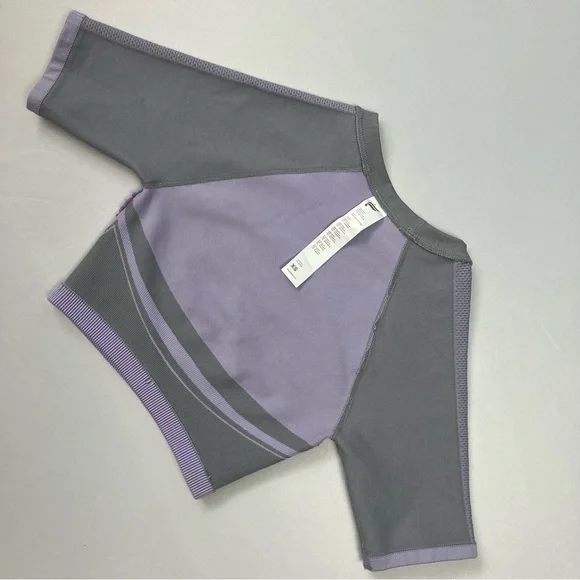 Fabletics Sofia Seamless Crop Top & Legging Frosted Lilac 2 Piece Workout Set XS - Picture 5 of 10